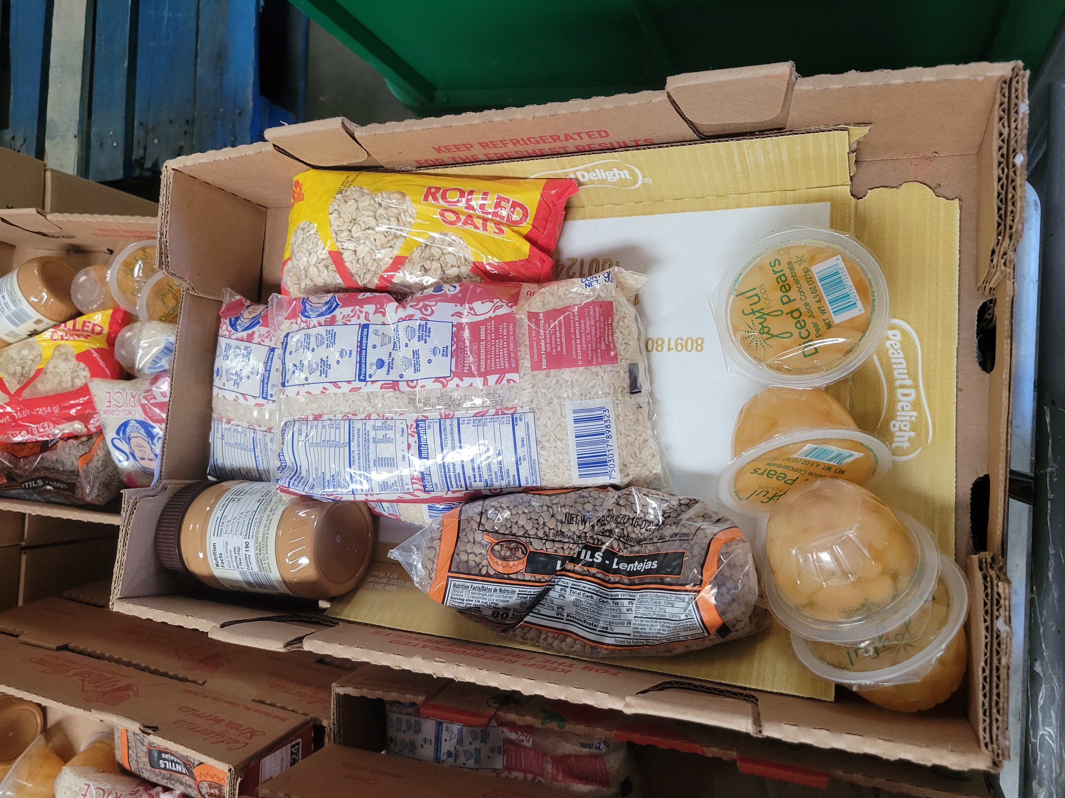 Dry goods in produce trays